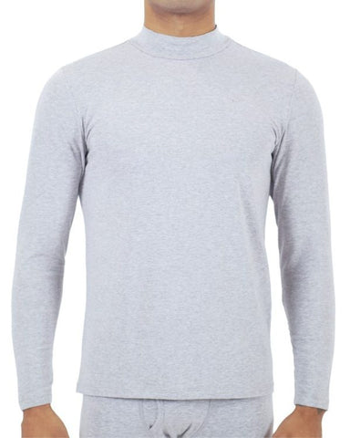 Men's Heat Ultra Thermal Baselayer Mock Neck Long Sleeve Grey Top