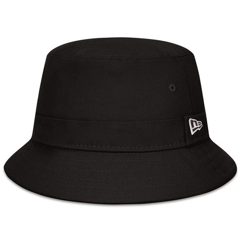 Black bucket hat with New Era logo on a white background