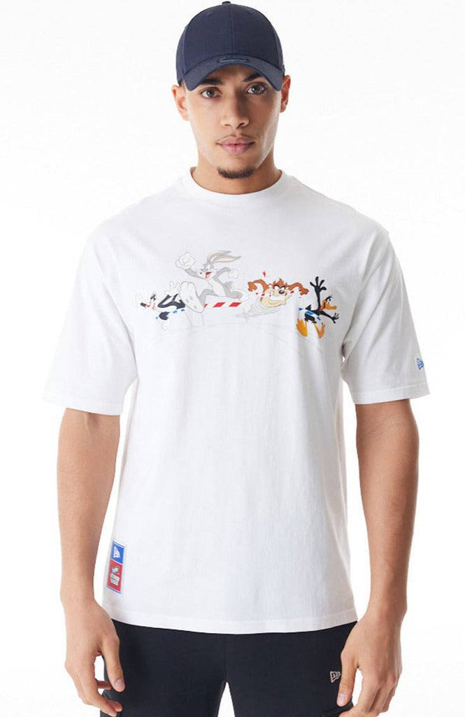Looney Tunes Team Multi Character New Era Oversized White T-Shirt - pumpheadgear, baseball caps