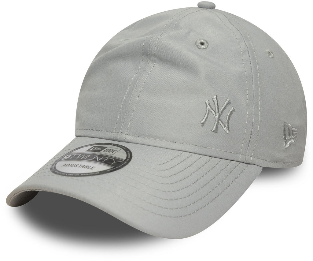 Gray baseball cap with a logo on a white background