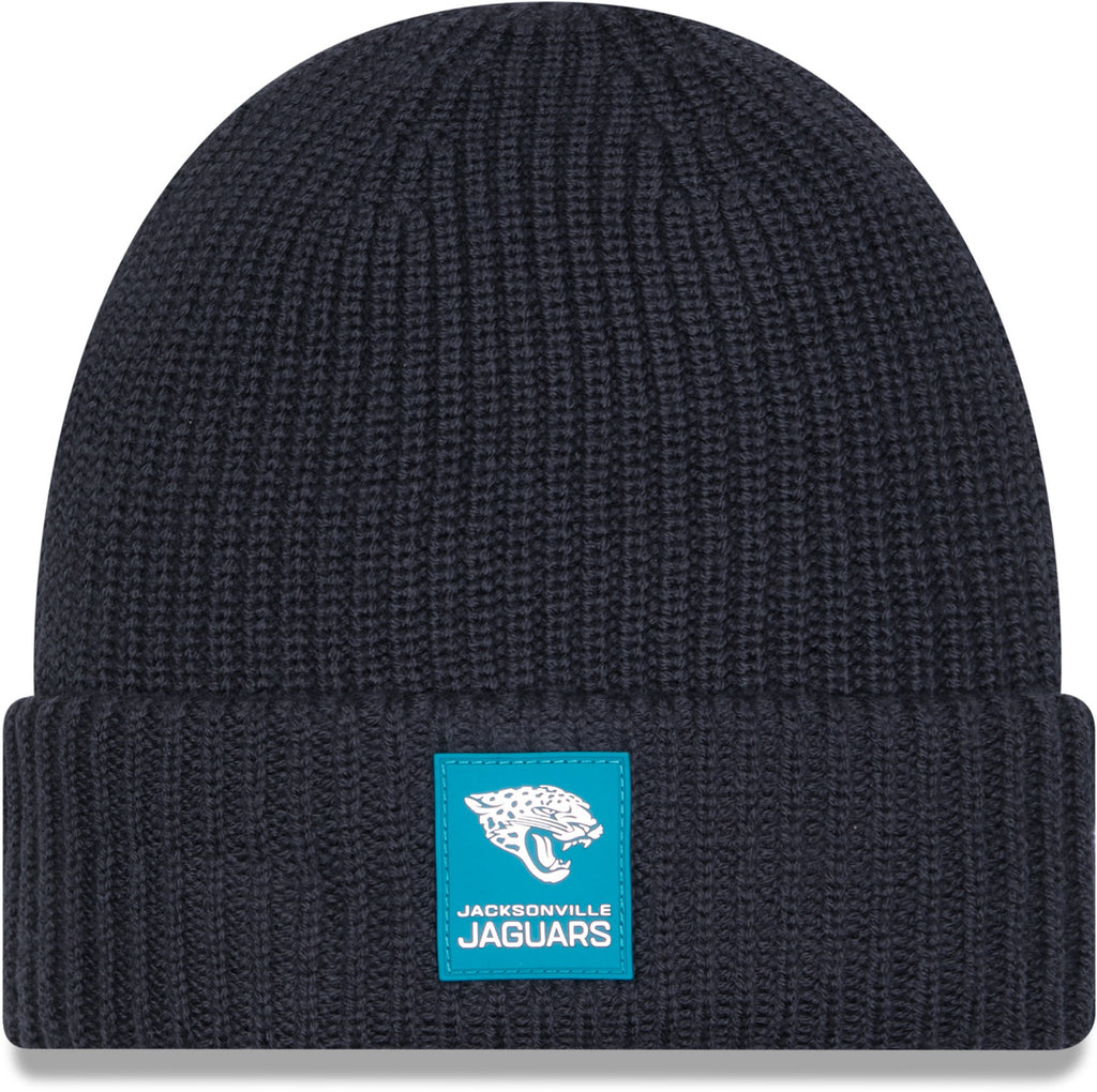 Jacksonville Jaguars 2025 New Era Sideline Cold Weather Cuff Knit Beanie – Front View