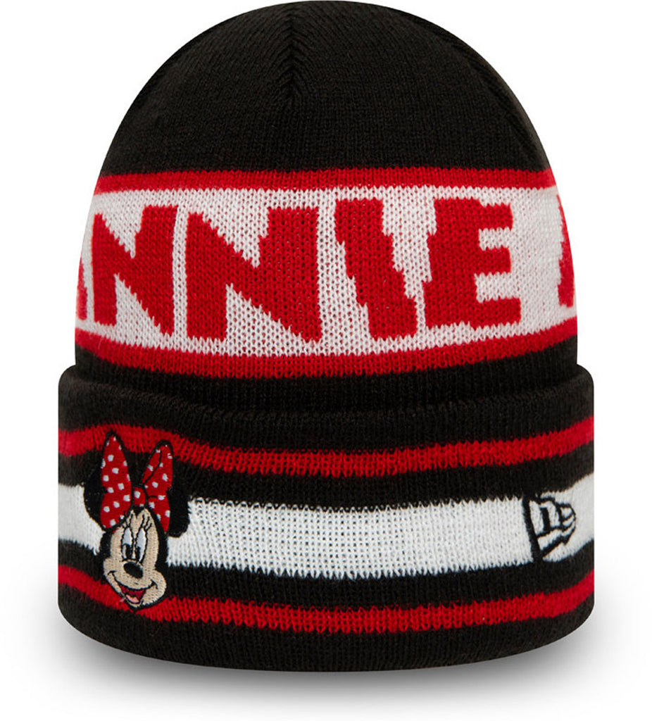 Minnie Mouse kids knit beanie by New Era – official Disney character winter hat front view