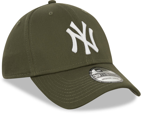 New York Yankees New Era 39Thirty League Essential Olive Stretch Fit Baseball Cap - pumpheadgear, baseball caps