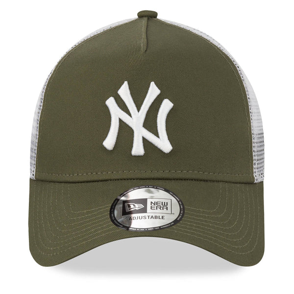 New York Yankees New Era League Essential Olive A-Frame Trucker Cap - lovemycap