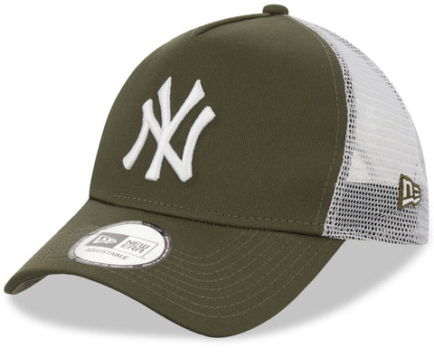 New York Yankees New Era League Essential Olive A-Frame Trucker Cap - lovemycap