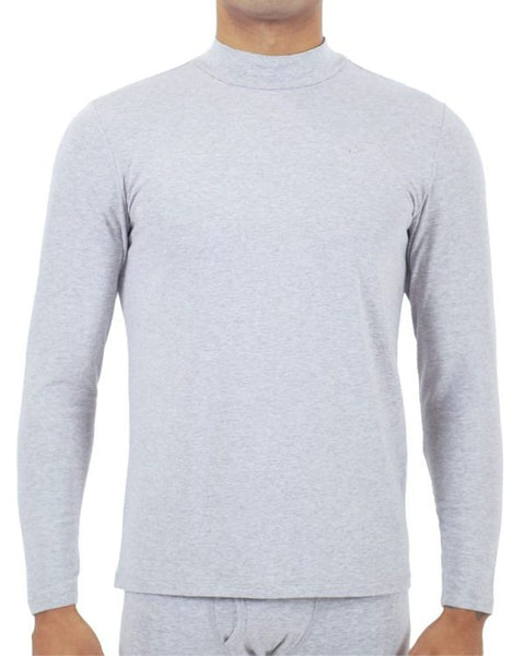 Men's Heat Ultra Thermal Baselayer Mock Neck Long Sleeve Grey Top