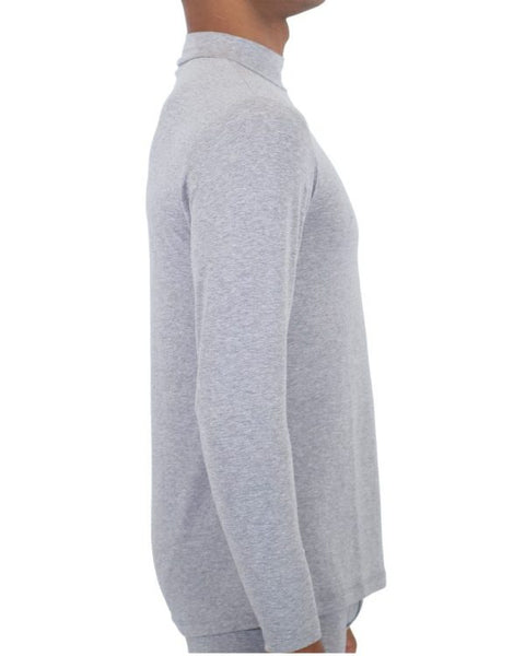 Men's Heat Ultra Thermal Baselayer Mock Neck Long Sleeve Grey Top