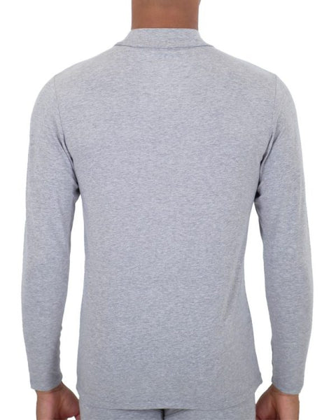 Men's Heat Ultra Thermal Baselayer Mock Neck Long Sleeve Grey Top
