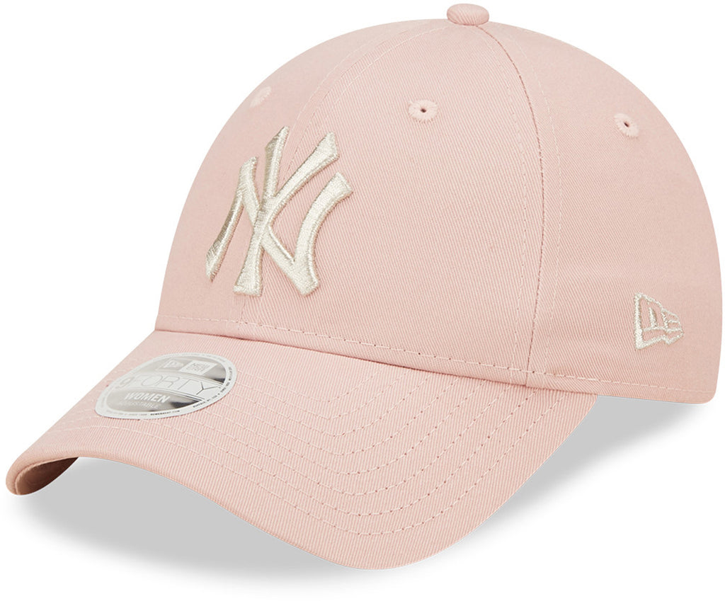 Womens New York Yankees New Era 9Forty Metallic Logo Blush Pink Baseball Cap - lovemycap