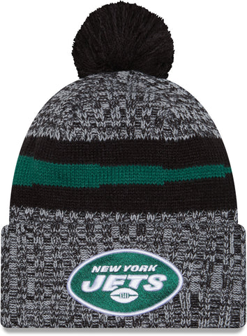 New York Jets New Era NFL 2023 Sideline Black Sport Knit Bobble Hat - lovemycap