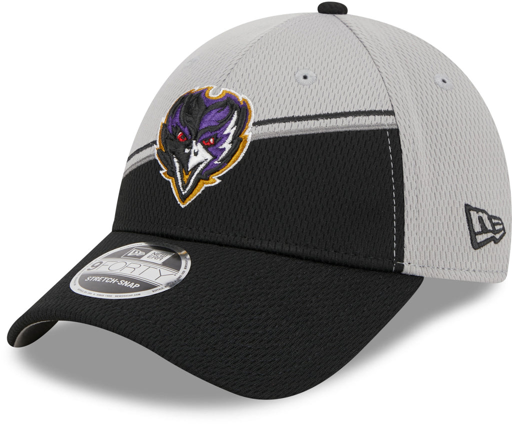 Baltimore Ravens NFL 2023 Sideline New Era 9Forty Stretch Snap Grey Team Cap - lovemycap