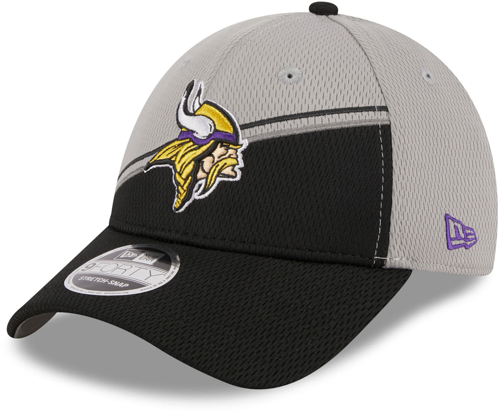 Minnesota Vikings NFL 2023 Sideline New Era 9Forty Stretch Snap Grey Team Cap - lovemycap