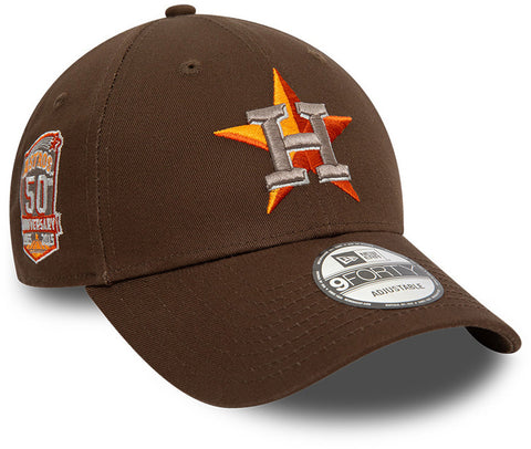 Houston Astros New Era 9Forty MLB 50th Anniversary Side Patch Walnut Baseball Cap - lovemycap