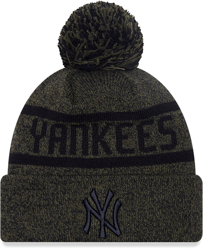 New York Yankees New Era Jake Cuff Knit Olive Bobble Hat - lovemycap