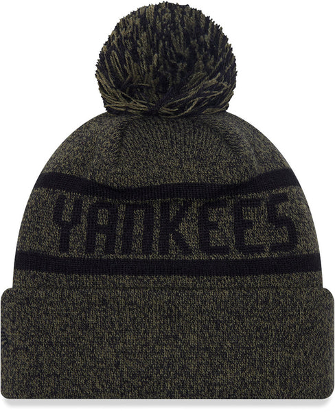 New York Yankees New Era Jake Cuff Knit Olive Bobble Hat - lovemycap