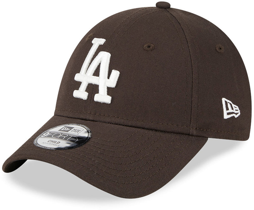 Los Angeles Dodgers Kids New Era 9Forty League Essential Brown Baseball Cap (Ages 4 - 12 Years) - lovemycap