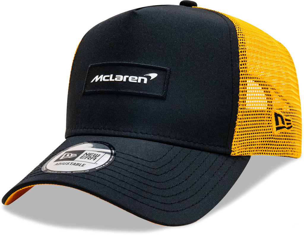 McLaren Automotive New Era Patch Front Black Trucker Cap - lovemycap