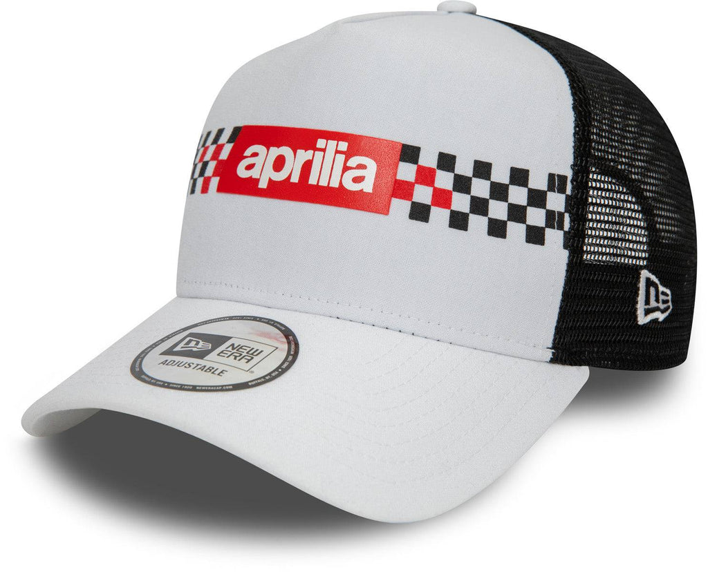 Aprilia Racing New Era Checker Print White Trucker Cap - lovemycap