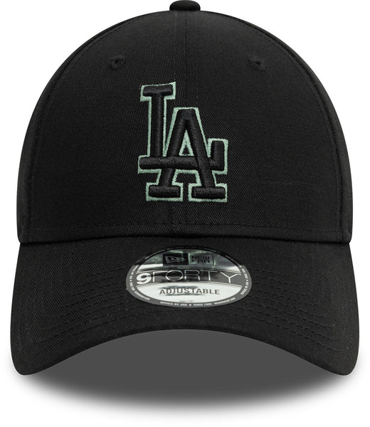 Los Angeles Dodgers New Era 9Forty Team Outline Black Baseball Cap - pumpheadgear, baseball caps