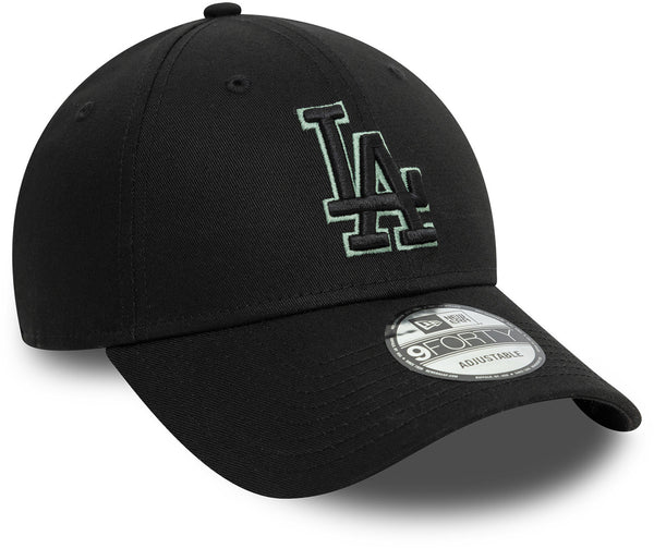 Los Angeles Dodgers New Era 9Forty Team Outline Black Baseball Cap - pumpheadgear, baseball caps