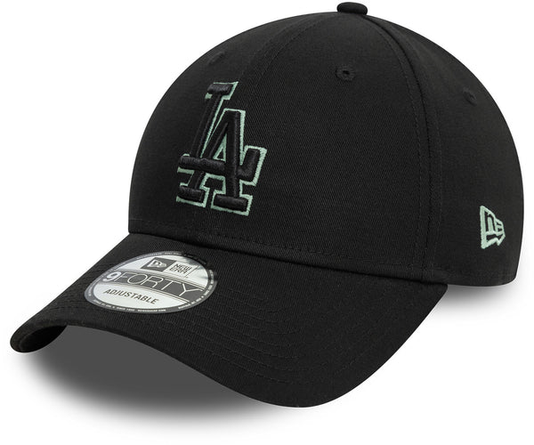 Los Angeles Dodgers New Era 9Forty Team Outline Black Baseball Cap - pumpheadgear, baseball caps