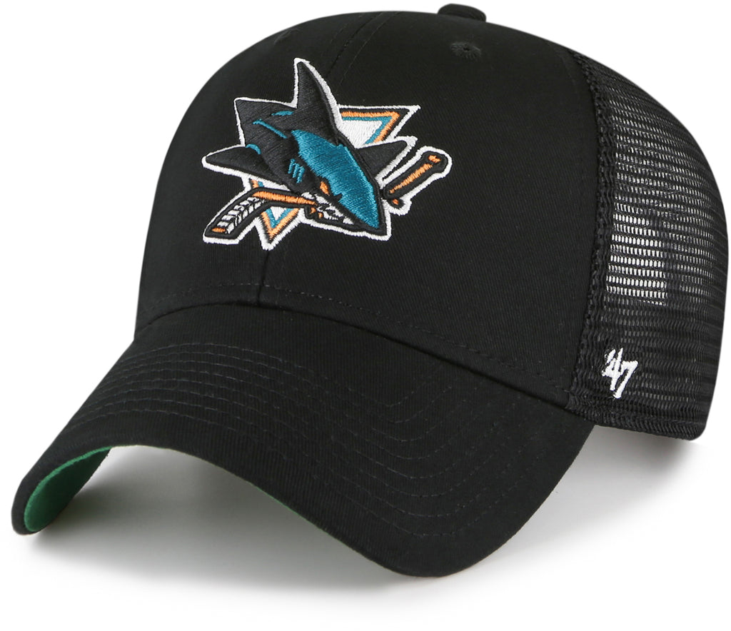 San Jose Sharks 47 Brand Branson MVP Mesh Black NHL Trucker Cap - lovemycap