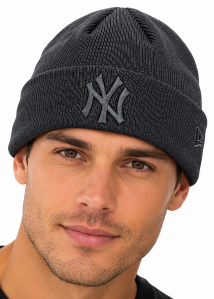 New York Yankees New Era Charcoal Beanie League Essential Cuff Knit Hat