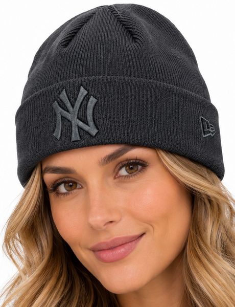 New York Yankees New Era Charcoal Beanie League Essential Cuff Knit Hat