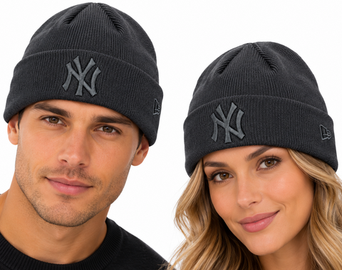 New York Yankees New Era Charcoal Beanie League Essential Cuff Knit Hat