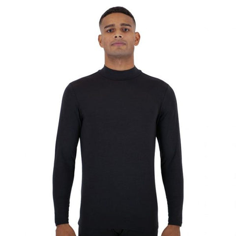 Men's Heat Ultra Thermal Baselayer Mock Neck Long Sleeve Black Top - pumpheadgear, baseball caps