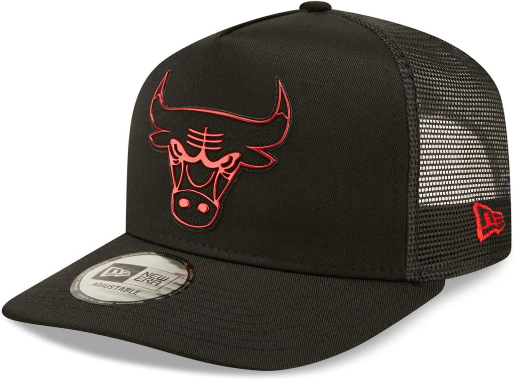 Chicago Bulls New Era Foil Logo NBA Black Trucker Cap - lovemycap