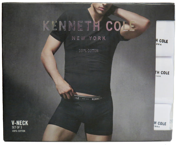 Kenneth Cole 3-Pack Mens V-Neck White T-Shirt - pumpheadgear, baseball caps