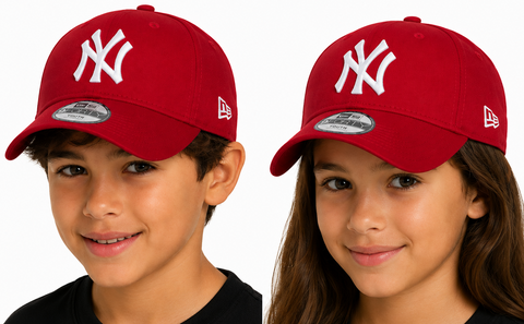 New York Yankees New Era 9Forty Kids Scarlet Baseball Cap (Age 4 - 12 Years)