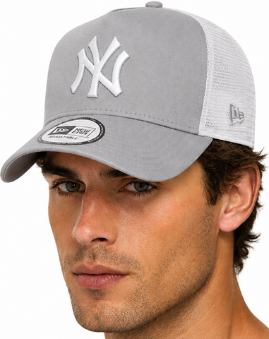 New York Yankees New Era Grey Clean A-Frame Trucker Cap - pumpheadgear, baseball caps
