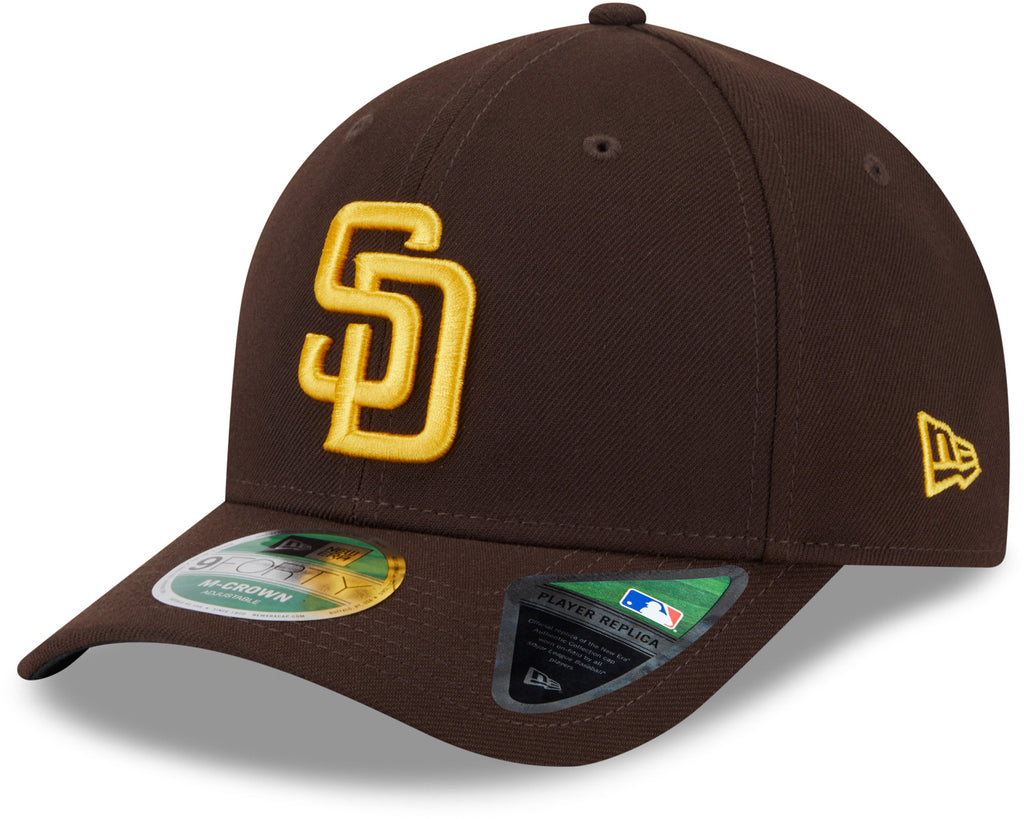 San Diego Padres baseball cap by New Era featuring embroidered Padres logo, official MLB 9FORTY fan cap shown from front angled view