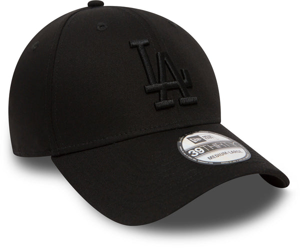 Los Angeles Dodgers New Era 3930 League Essential All Black Stretch Fit Baseball Cap - lovemycap