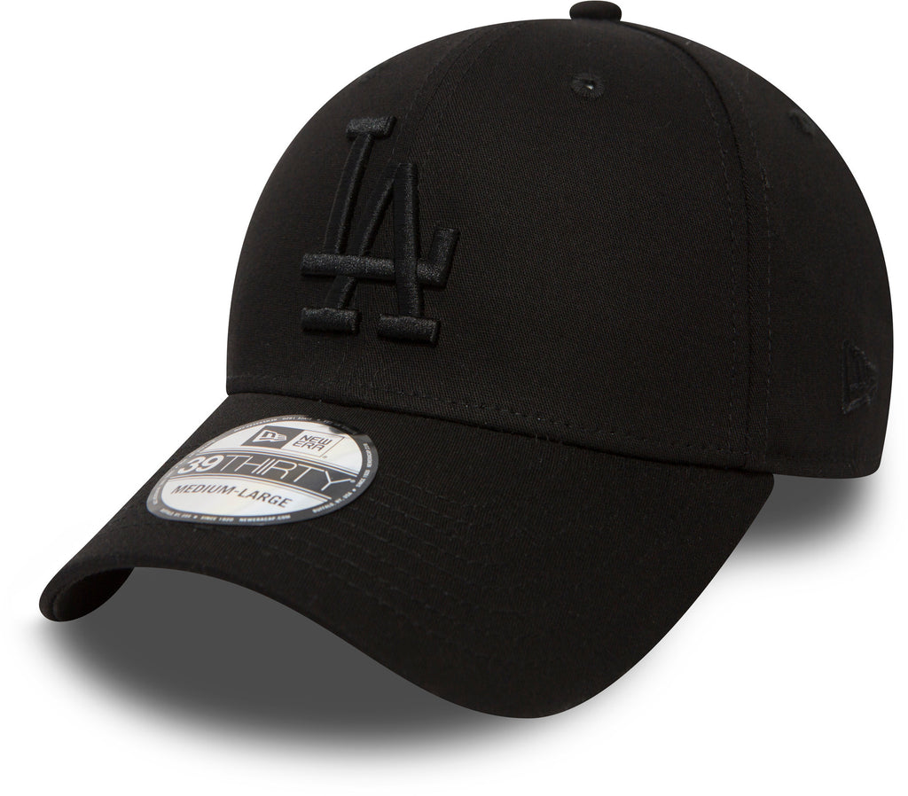Los Angeles Dodgers New Era 3930 League Essential All Black Stretch Fit Baseball Cap - lovemycap