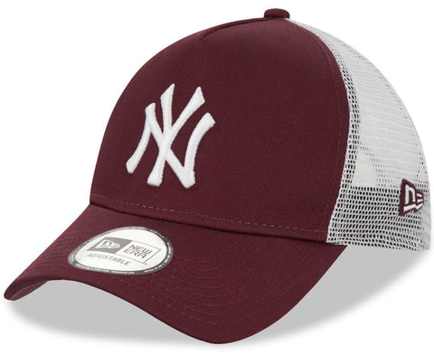 NY Yankees New Era League Essential Maroon A-Frame Trucker Cap - lovemycap