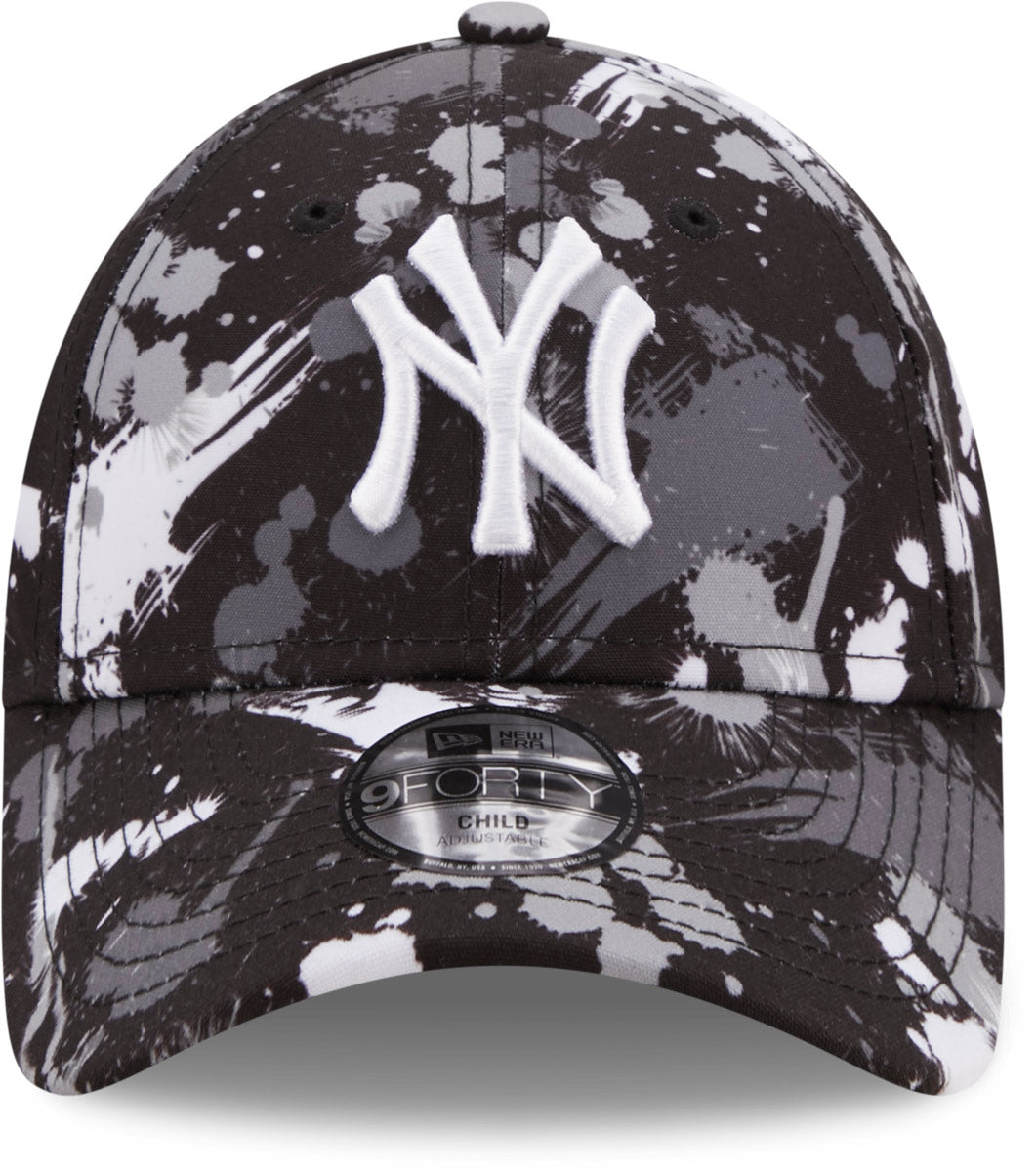 New York Yankees New Era 940 Kids Black Paint Print Baseball Cap (4 - 12  Years)