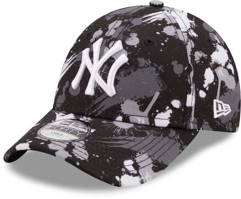 New York Yankees New Era 940 Kids Black Paint Print Baseball Cap (4 - 12 Years) - lovemycap