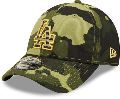 Los Angeles Dodgers New Era 9Forty MLB 22 Armed Forces Camo Baseball Cap - lovemycap