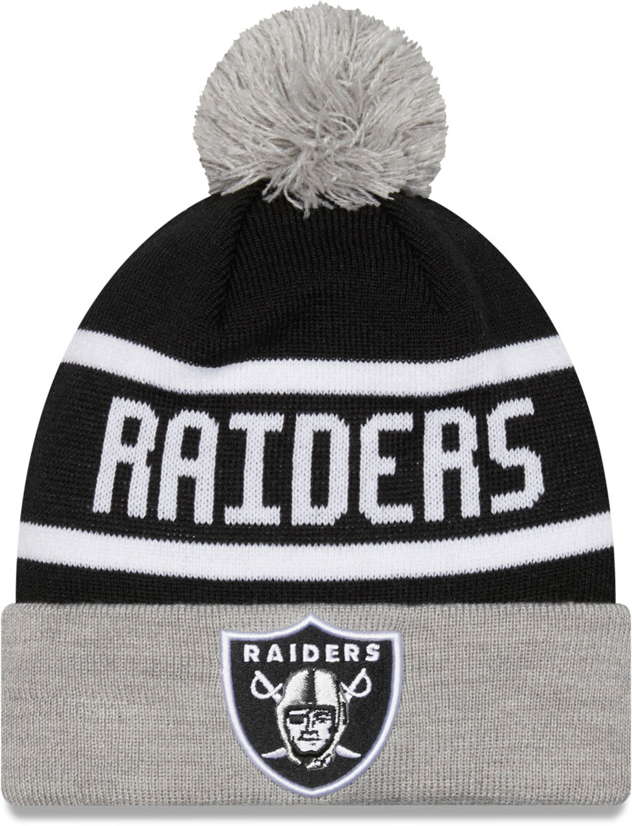 Las Vegas Raiders Men's New Era 2021 NFL Sport Pom Cuffed Knit Hat