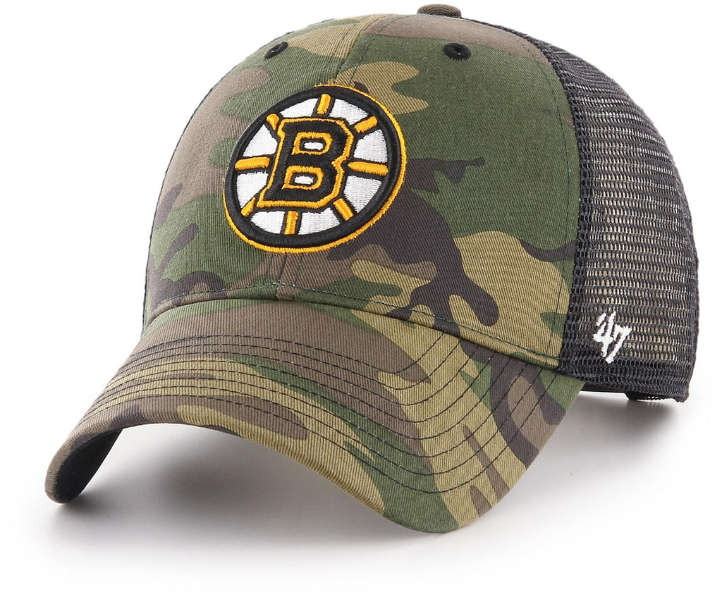 Boston Bruins 47 Brand NHL Camo Branson MVP Trucker Cap - lovemycap