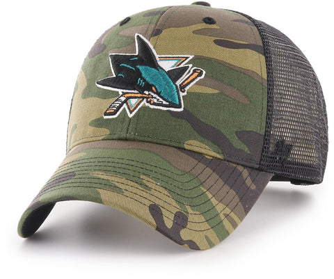San Jose Sharks 47 Brand MVP Camo Branson NHL Trucker Cap - pumpheadgear, baseball caps