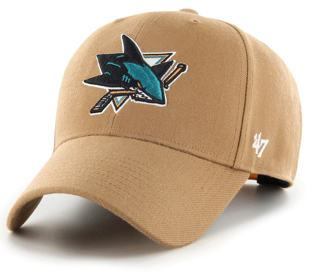 San Jose Sharks 47 Brand MVP NHL Team Camel Snapback Cap - lovemycap